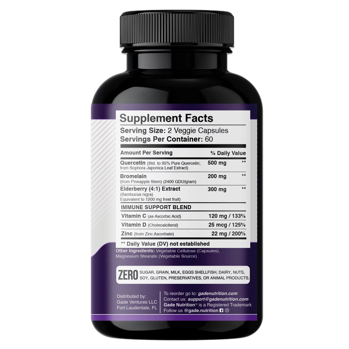 Quercetin Zinc with Immune 6 - Bromelain Supply - Quercetin - USA Months Daily and Quercetin 1 Quercetin with Support, Vitamin - - in Gluten-Free - Non-GMO, 500mg C D3 4 - Elderberry - Vitamin Zinc