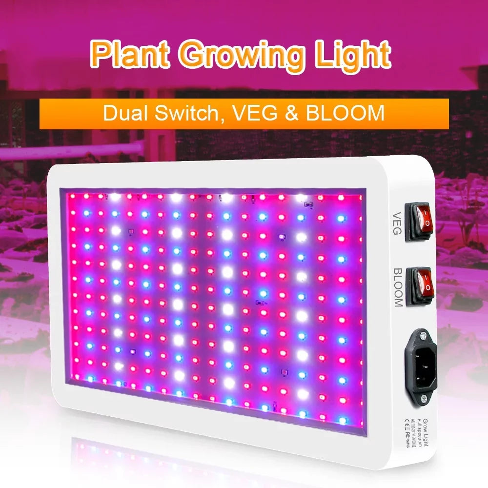 Hanging Growing Plant LEDs 312 Flowers Lamps IP65 Grow Switch Plants 2000W for Bloom Greenhouse Veg Waterproof Indoor Spectrum and Full for Seedlings Gecheer Dual