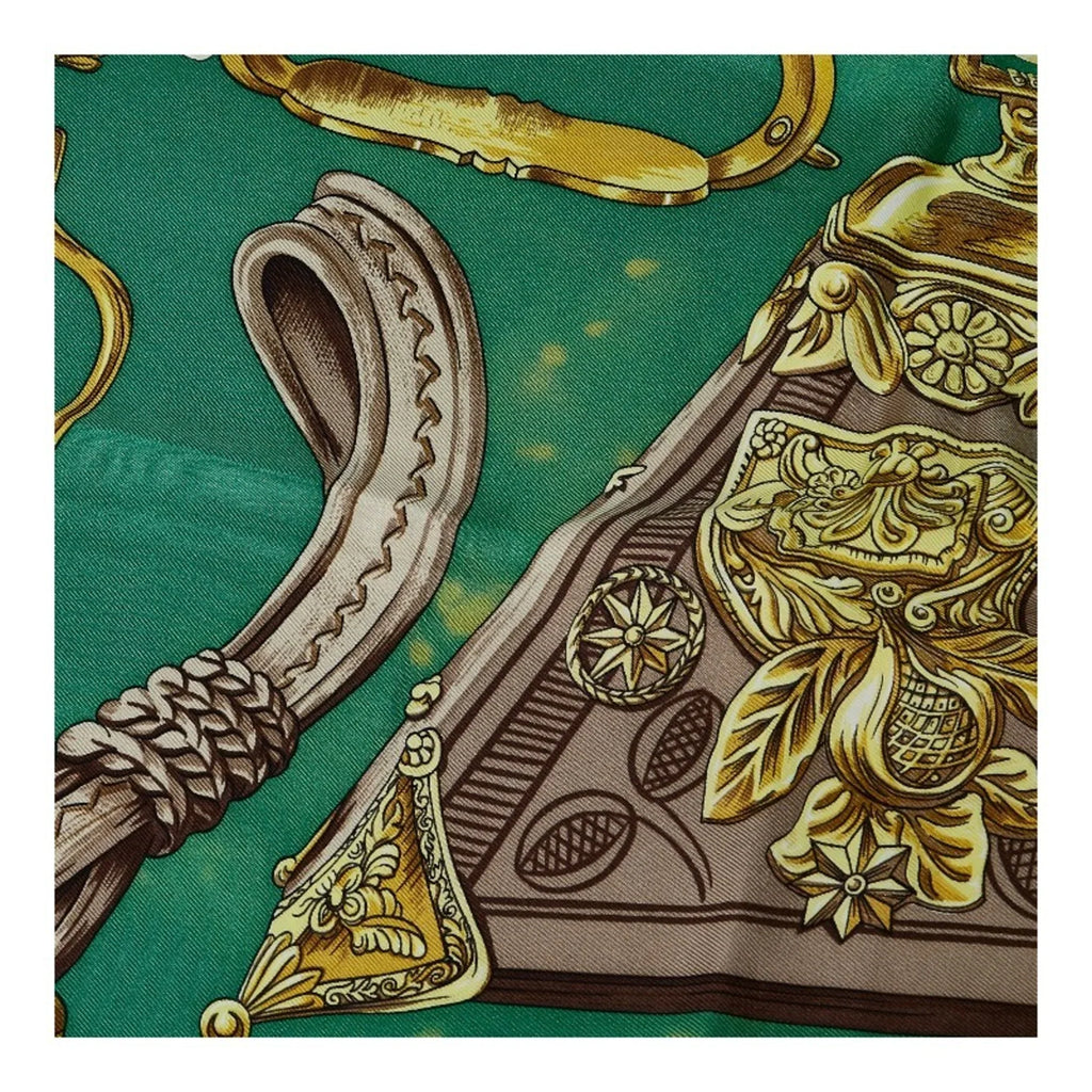 Scarf Pre-Owned Multicolor Carre Pattern Silk Tack Stirrup Hermes ETRIERS Muffler (Fair) 90 Horse HERMES Ladies Green