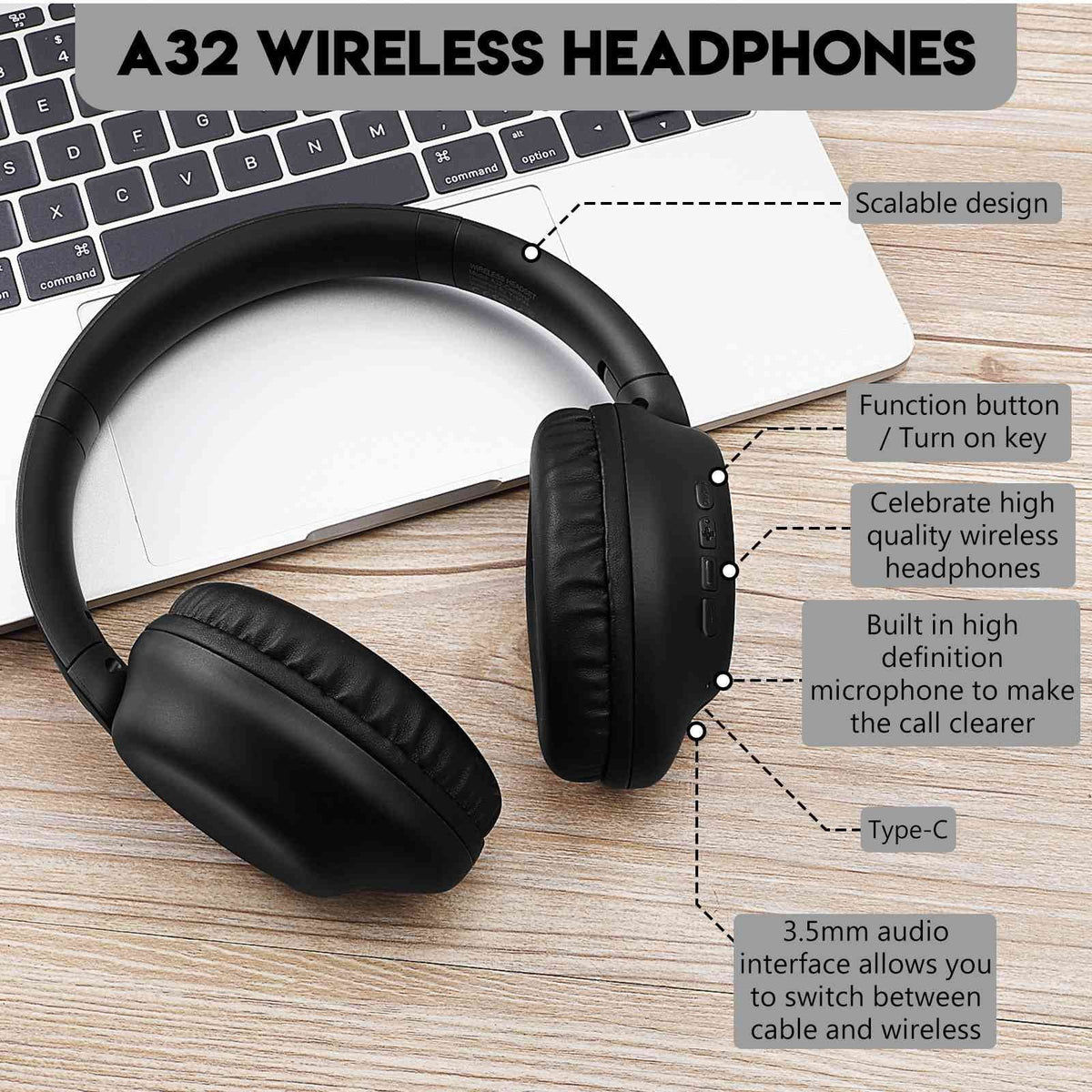 For UrbanX S3 LTE Headphones Perfect Black Bluetooth classic II – Wireless Overhead with Comfort Gear Noise-Cancelling, 955