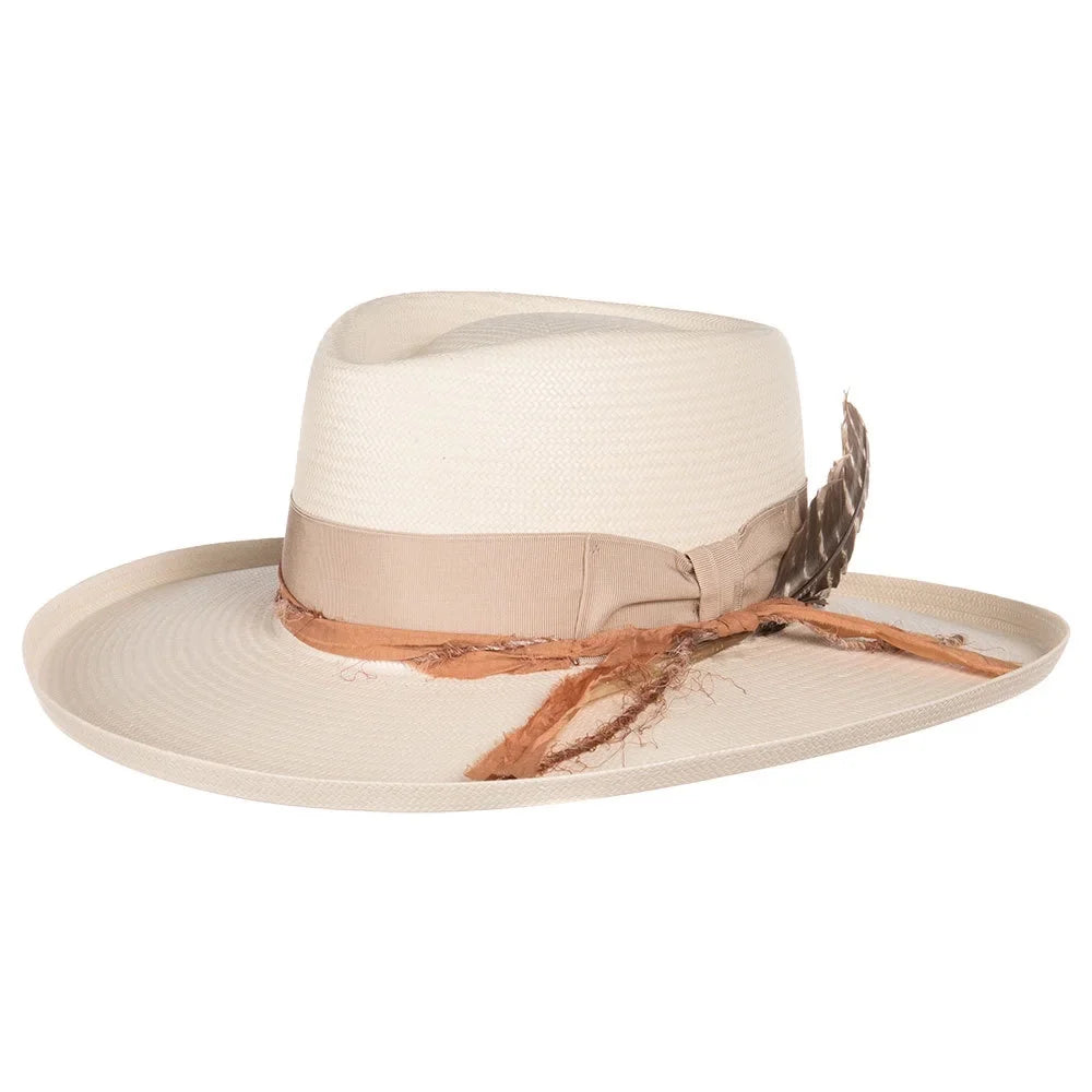 Row 71/4 Stetson Hats Stetson Kings Natural Womens 31/2` Brim Peach Band