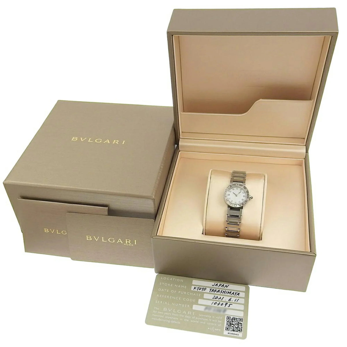 Diamond Pre-Owned 103095 Bulgari (Like Battery Shell of Dial Watch Pearl New) Mother 12P BB23S BVLGARI