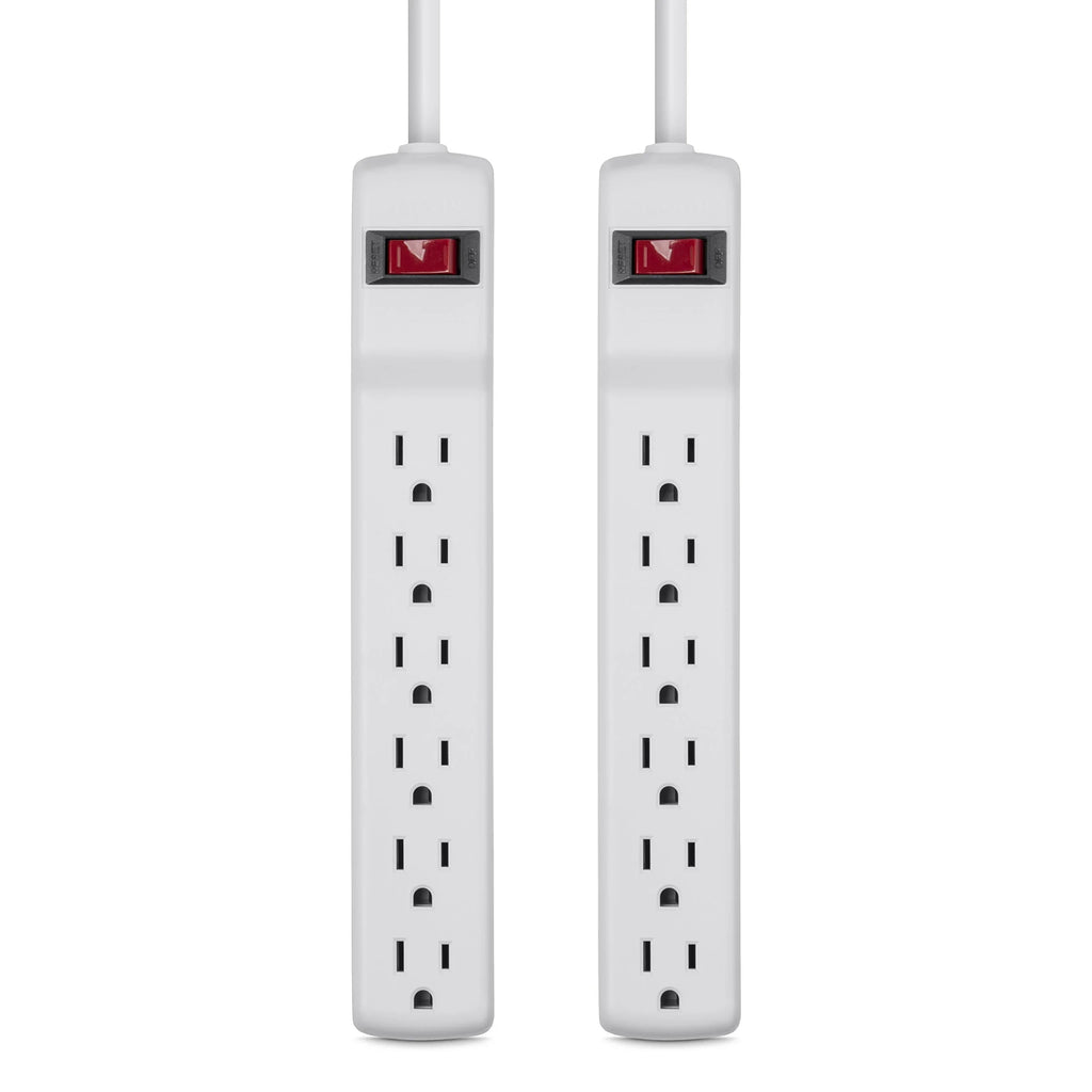 Brick 6 Office, Home, Outlets, Travel, Long AC 200 (2 Metal Desktop 2 White Duty Belkin Surge Pack) Power Heavy Charging - - & for Joules, Computer Strip Multiple ft Phone Cord Extension Protector