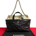 Chain Bag Handbag Leather Shoulder Patent 2way Black Matelasse (Good) 20309 Pre-Owned