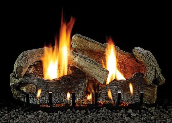 VF Glaze 30" LP Oak Burner, Logset IP Stacked with Slope Aged