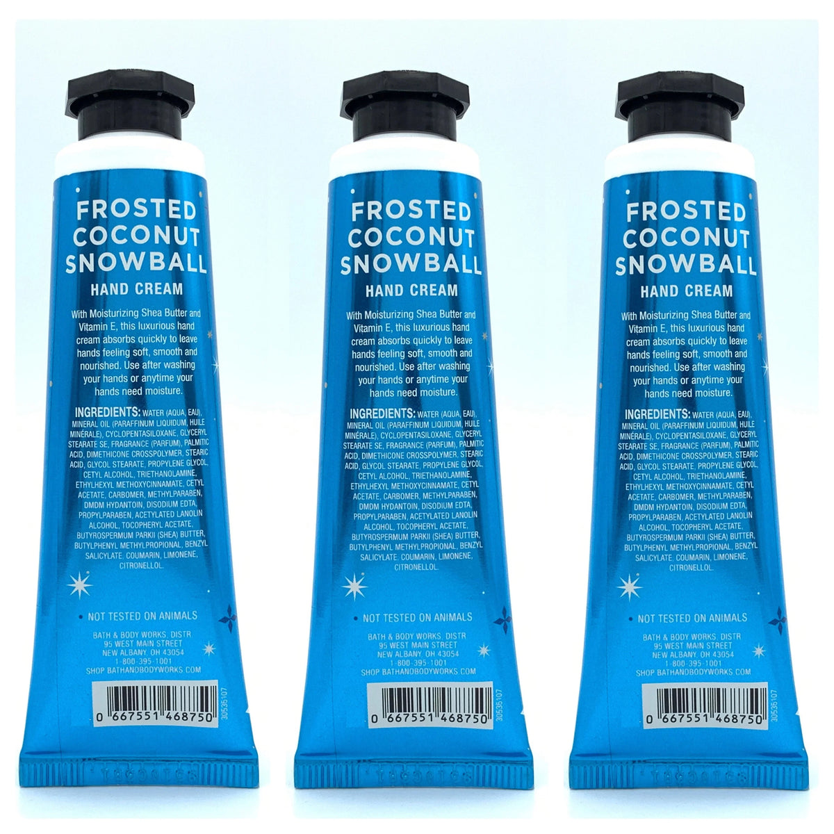 Bath Body Coconut and Hand 3-Pack, Cream Each Frosted Works 1oz Snowball