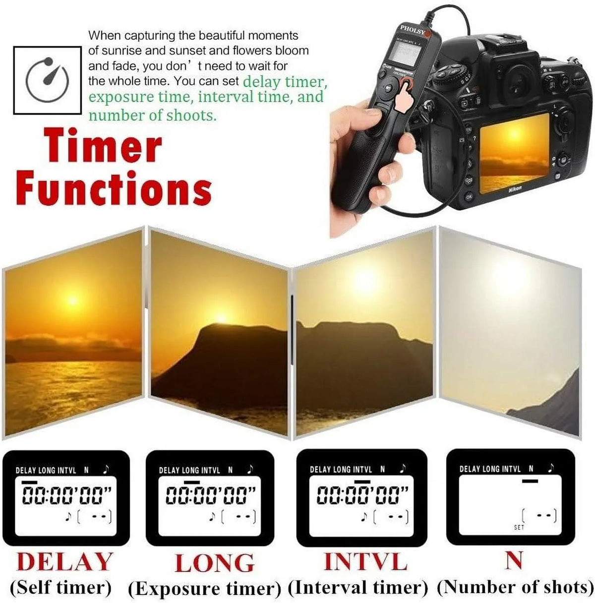 Remote S1M, G81, GH3, G91, S1R, for G85, S1H, GH4, GX7, Cable PHOLSY GH5, P6 Timer FZ200 Intervalometer FZ10002, FZ2000, for S1, S5, FZ1000, G95, GX8, S1RM, P6 Panasonic Control G9, FZ2500, with Panasonic FZ300,