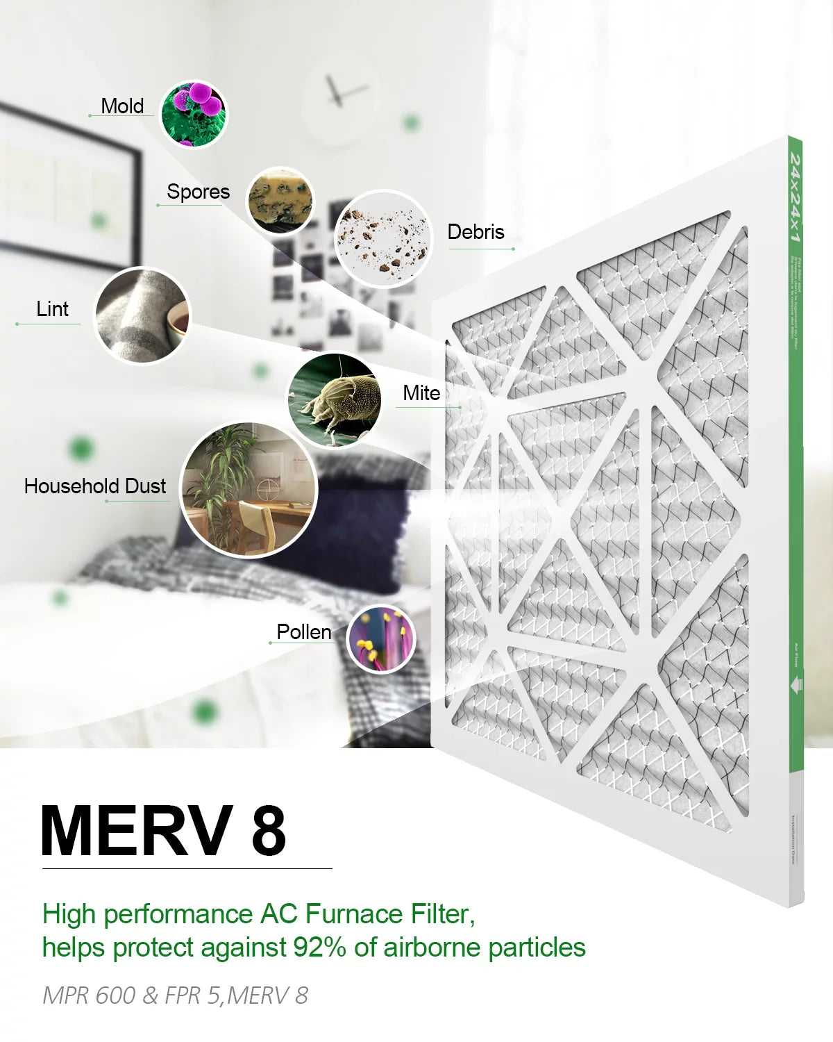 8 Furnace Filter 6 Pack HVAC 24x24x1 TRIGHTFILTERS Filters Air AC Pleated MERV Home
