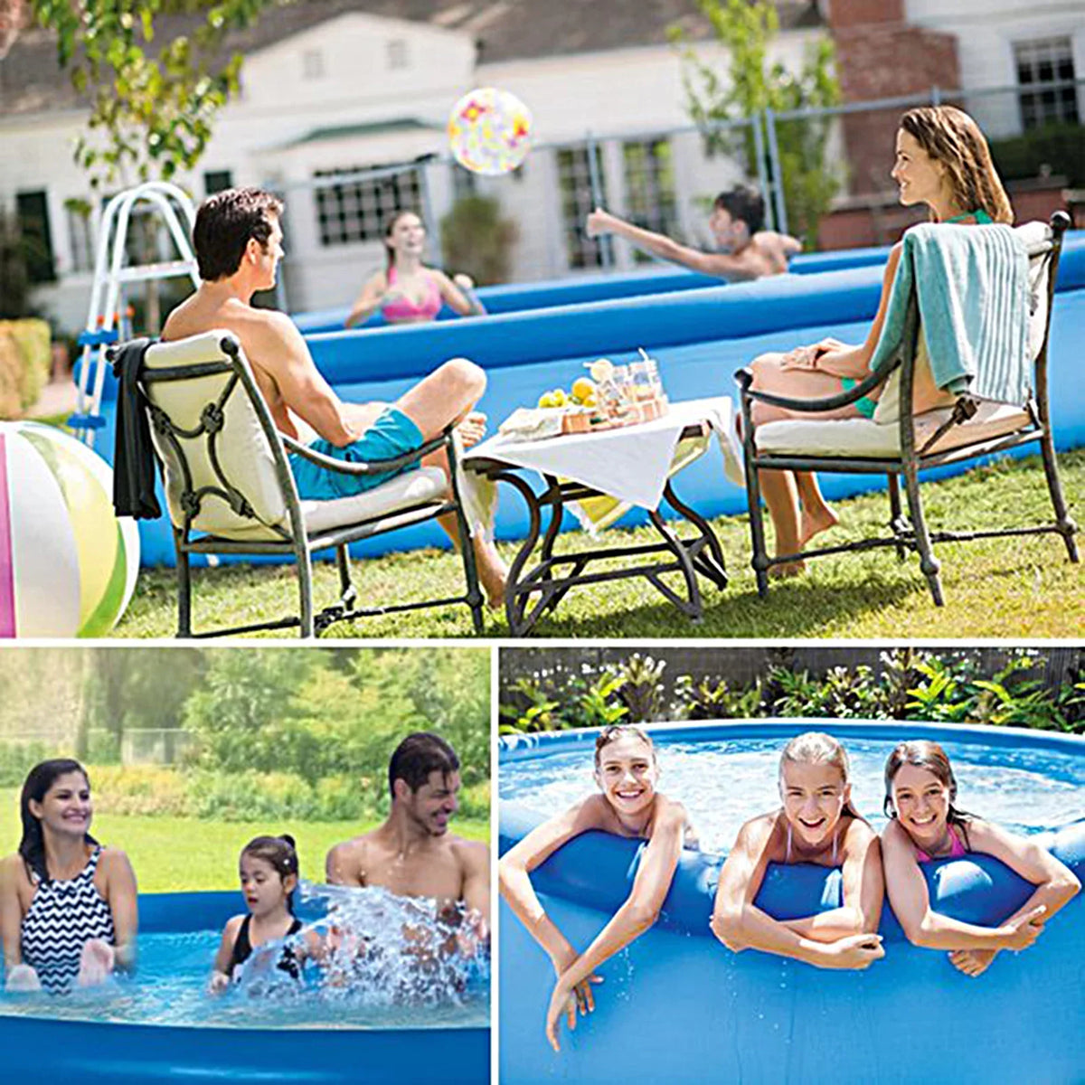 X Pump Pool Inflatable Swimming 12ft 30in Ground Included Above