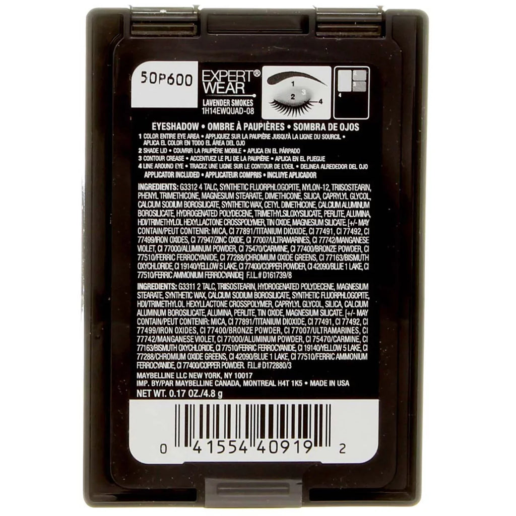oz Eyeshadow, 4) Lavender Quads New Maybelline of 0.17 York Wear (Pack [08Q] Expert Smoke