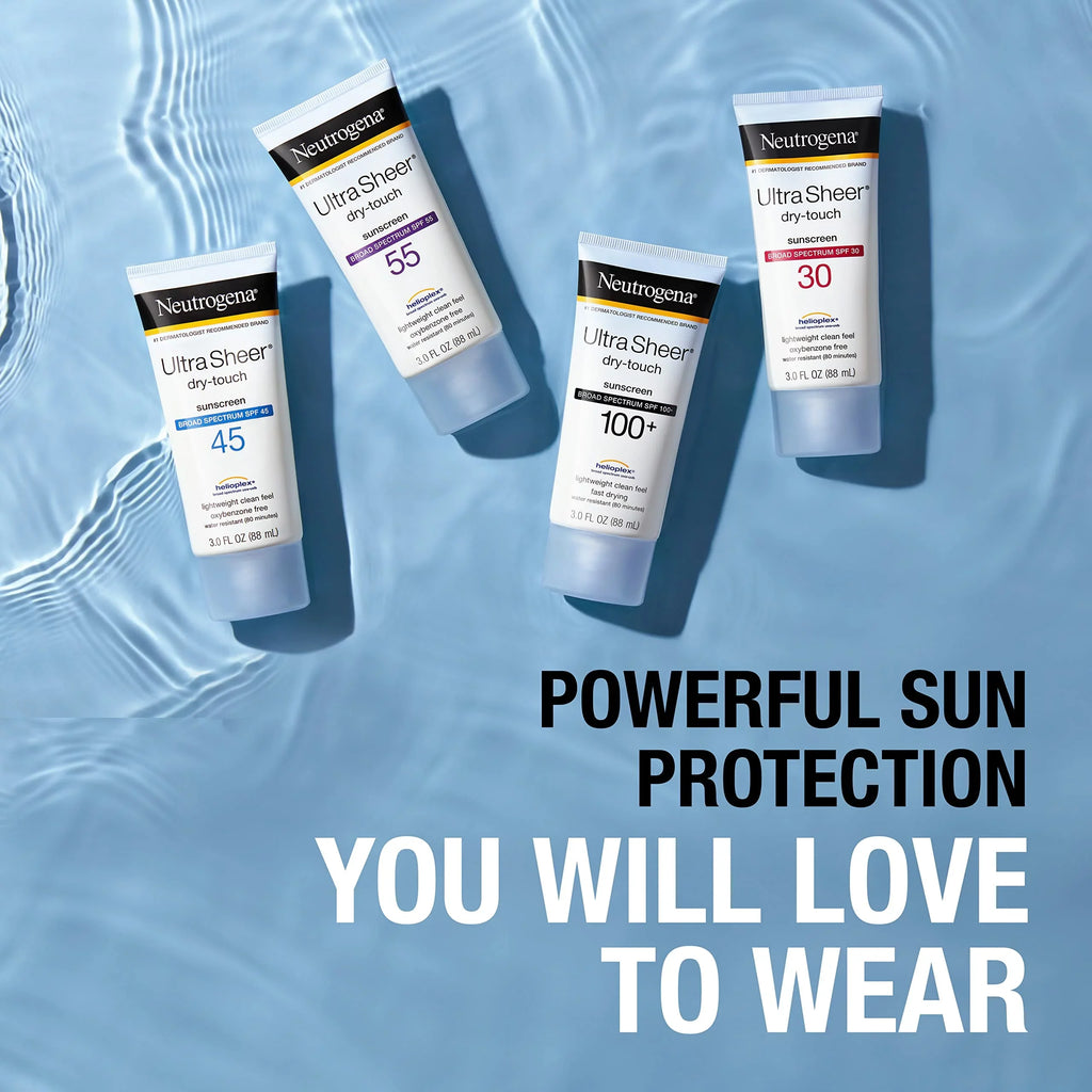 Sunscreen Ultra And Non-Greasy 45, liquid Spectrum Of 3 Sheer With Fl. Broad Neutrogena Lotion Spf Oz, 2) (Pack Dry-Touch Resistant
