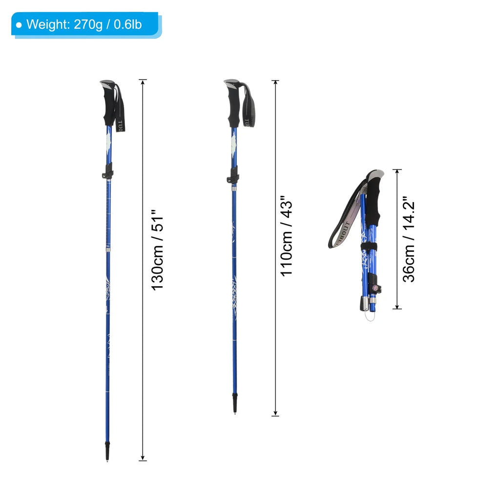 Trekking Pack Collapsible Mud 2 Poles, Blue with Uxcell Pole Hiking 51 Basket, Dark Inch
