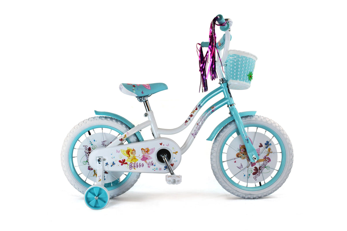 USToyOutlet Fenders White - Coaster Blue Bicycle Steel Baby Rims, cover White/Baby Full Brake One Guard, Bike Basket, Chain Tire Blue Kid's & Piece Cruiser 16" White Frame Crank,