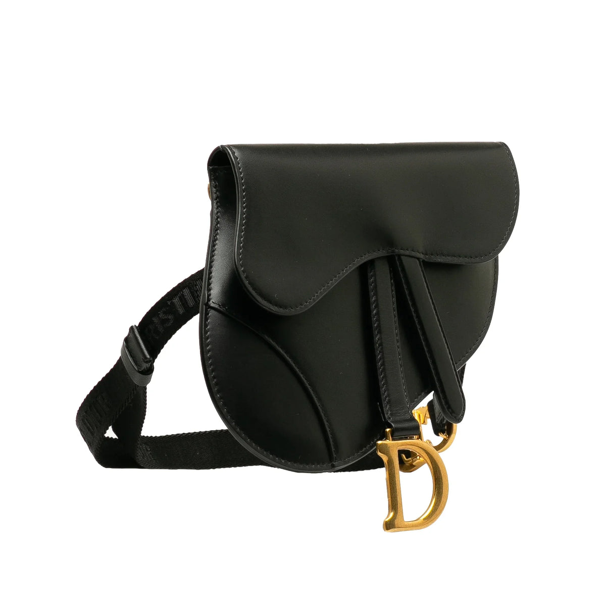 Bag Leather (Good) Dior Pre-Owned Saddle Unisex Calf Authenticated Belt Black