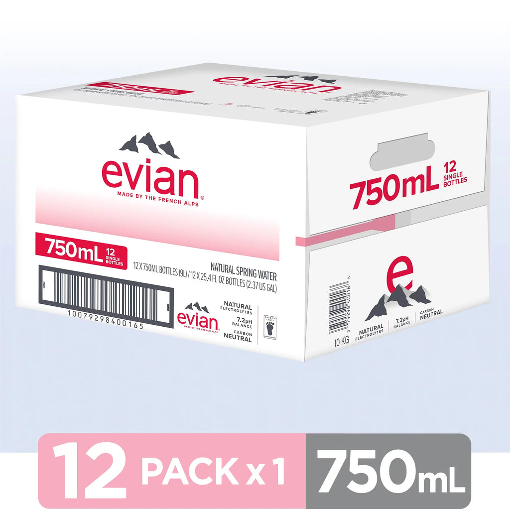 Count Fl Spring 12 Bottles evian Natural Oz, liquid, 25.36