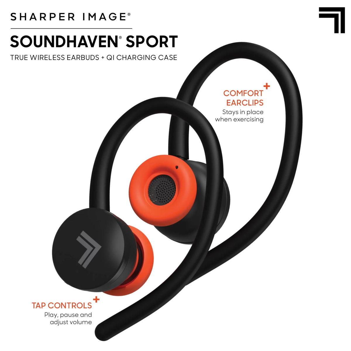 Black Wireless Qi Image® Case, Earbuds Sport Sharper Charging True Bluetooth SoundHaven® with