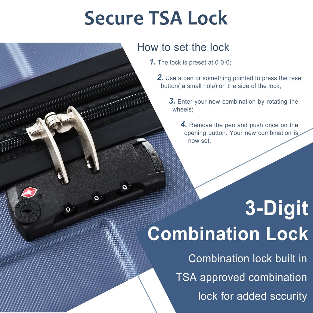 Suitcase, Luggage Suitcase Luggage Lock Hardshell Hardside with Spinner TSA Hardshell Lightweight, 360°Spinner Double Upright 20" Expandable