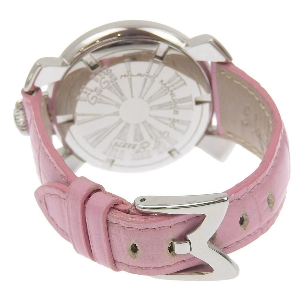 Manuale Display I220823012 Gaga Quartz Watch Pre-Owned Analog (Good) Men's 5020 Dial Stainless Milano Steel White