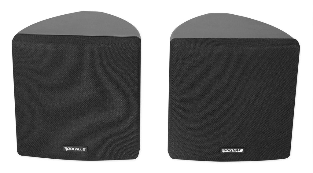 by Rockville Black Brackets Wall of Pair 3.5" Cube Speakers+Swivel Home Theater
