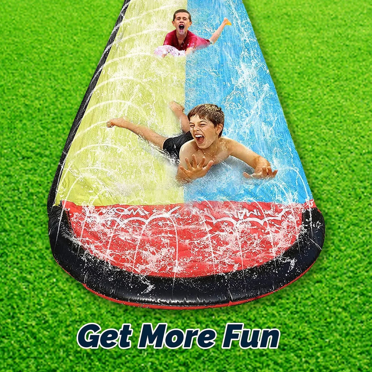 Narcisur Crash Dual Slide Lanes Two for 15.5ft Racing Backyard and liquid Pad Sprinklers, with Inflatable