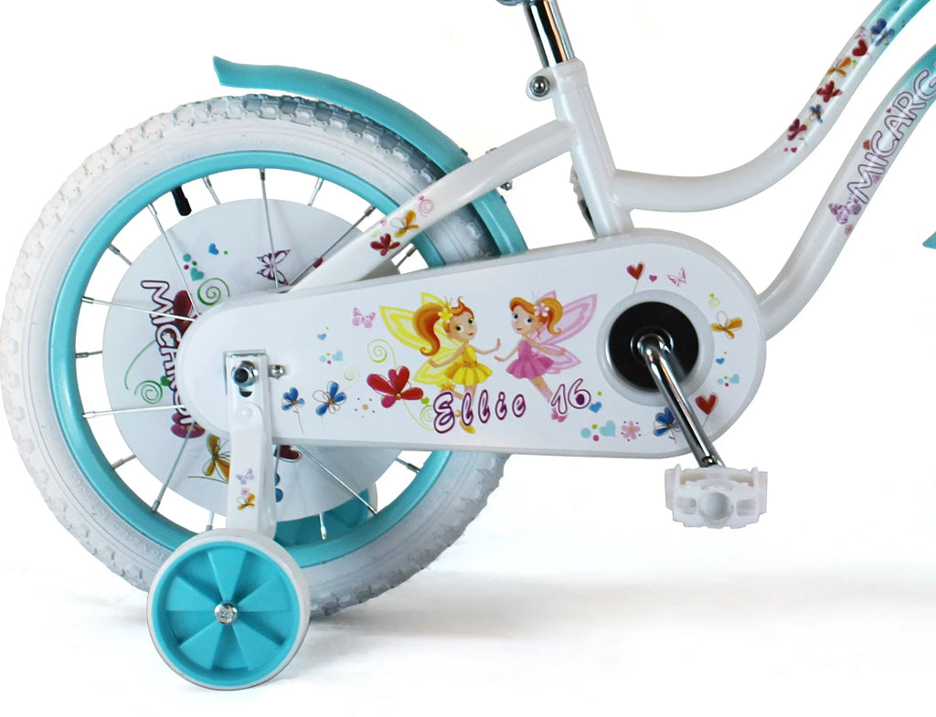 USToyOutlet Fenders White - Coaster Blue Bicycle Steel Baby Rims, cover White/Baby Full Brake One Guard, Bike Basket, Chain Tire Blue Kid's & Piece Cruiser 16" White Frame Crank,
