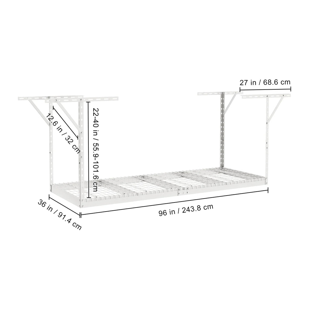 VEVOR Ceiling Rack 36x96in Rack Adjustable White Garage 600lbs Storage Overhead