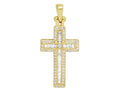 Baguette Diamond Cross 0.4CT Yellow Gold 1.25" 14K