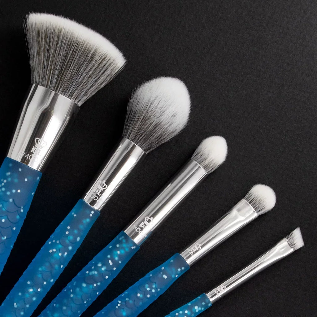 Makeup Brush Moda Set, 6pc Small Accentuate, Shader, Mythical Fire Brushes Makeup Brush Crease and Blue Includes