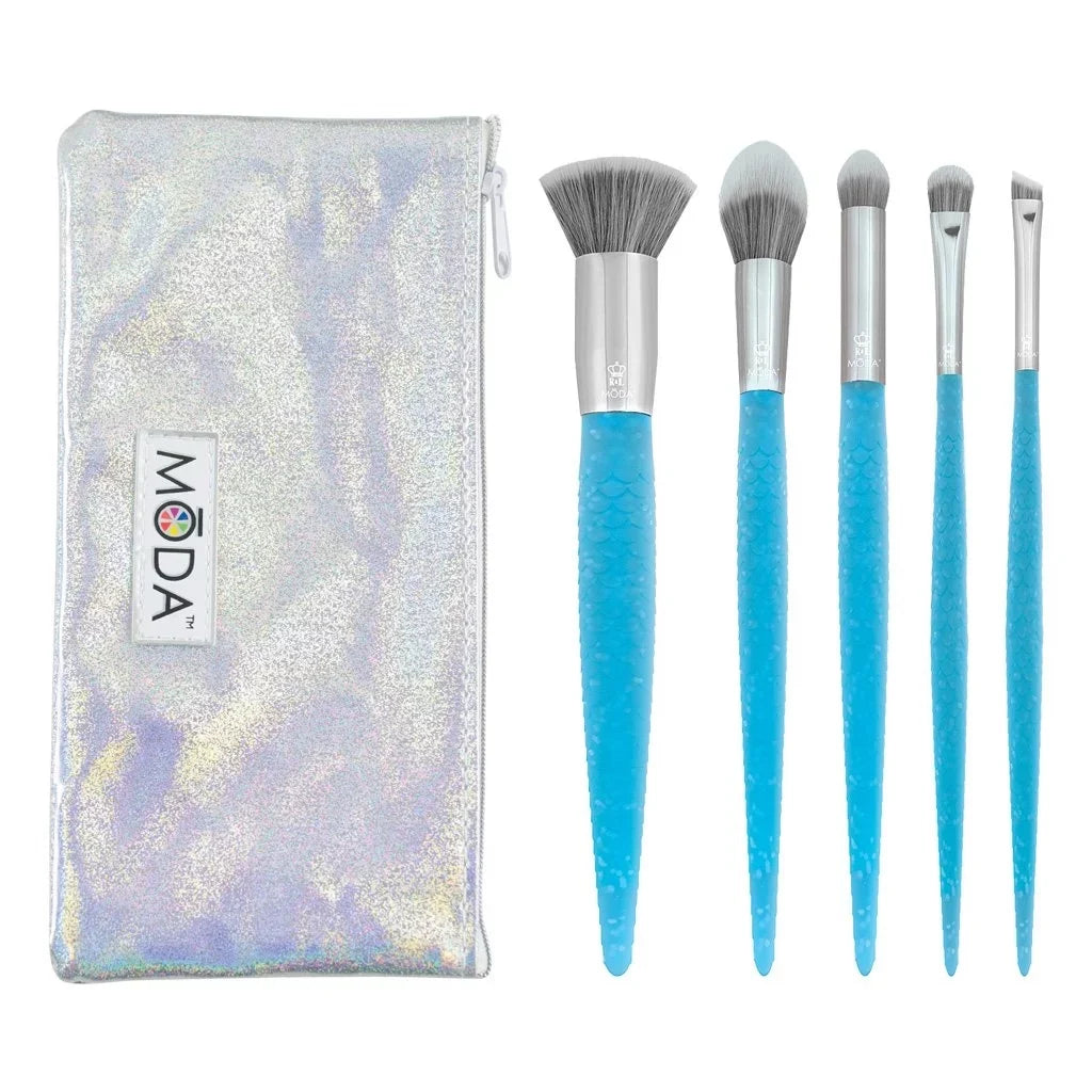 Makeup Brush Moda Set, 6pc Small Accentuate, Shader, Mythical Fire Brushes Makeup Brush Crease and Blue Includes