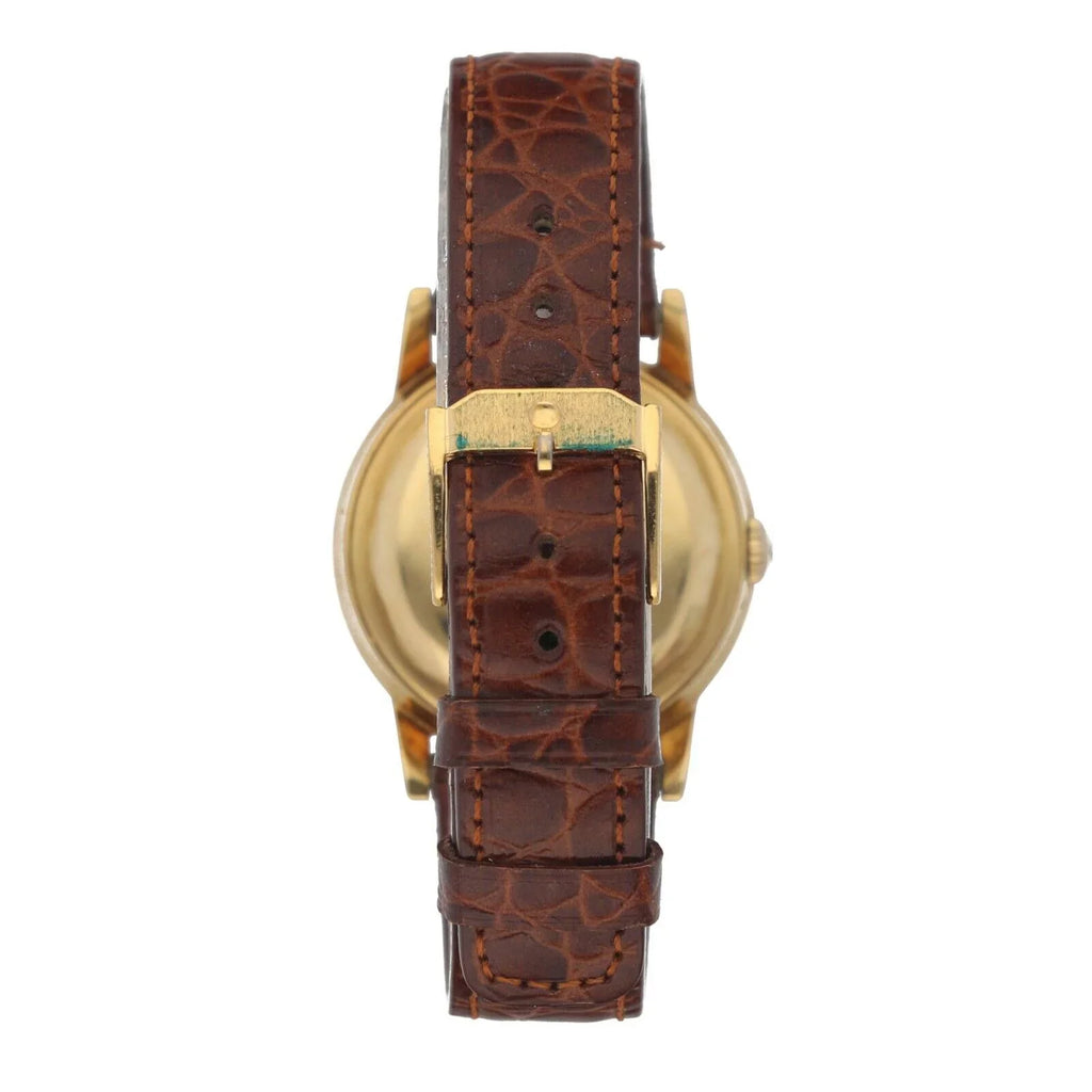 Gold Automatic Movado Chronometre 18k Leather Yellow Watch 34mm 1231 Wrist