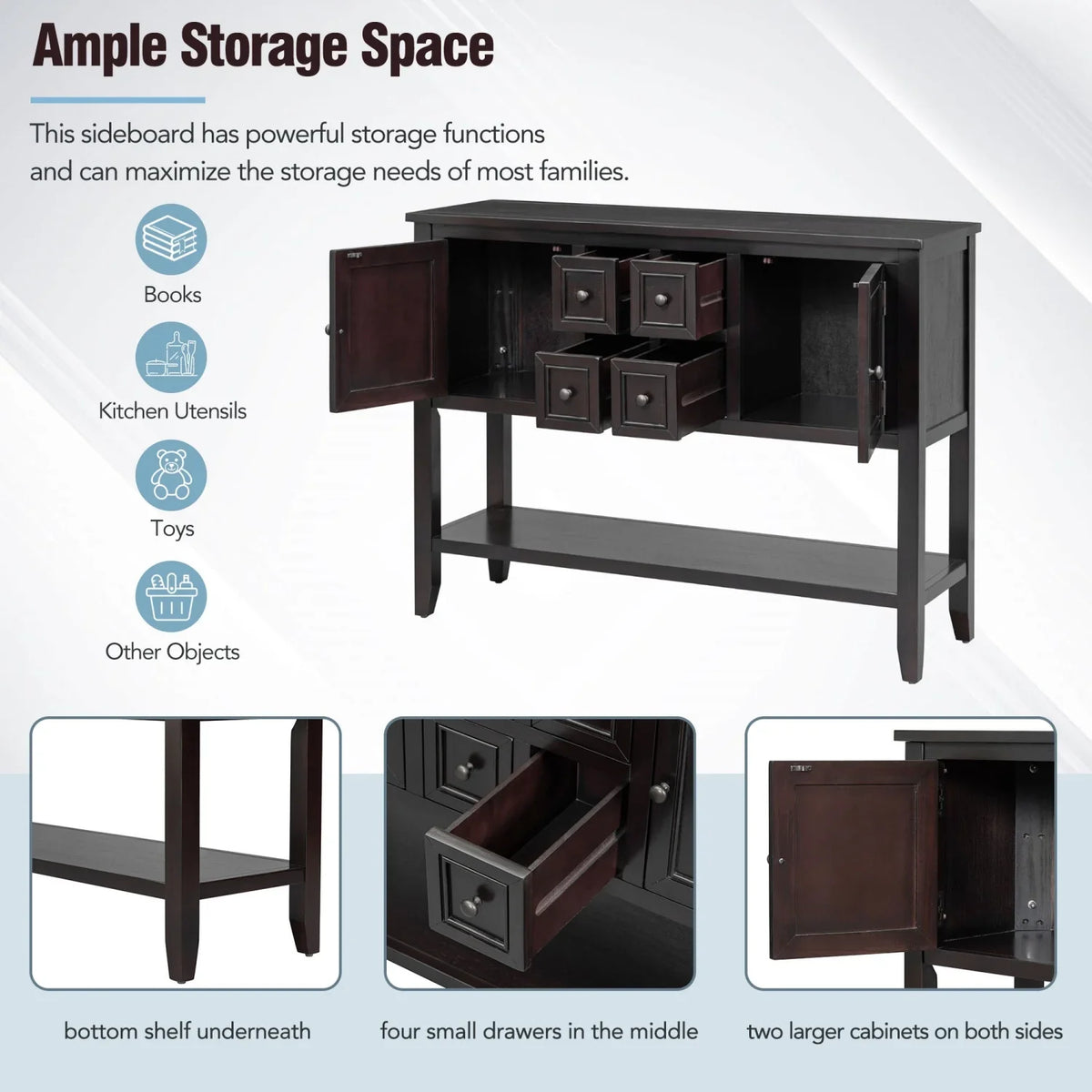 Shelf for Entrances Kitchens Ample (White Console Storage Small Living Four Table Vintage Bottom Series SKU Rooms and TREXM with WF190263AAA) and OLD Cambridge Drawers