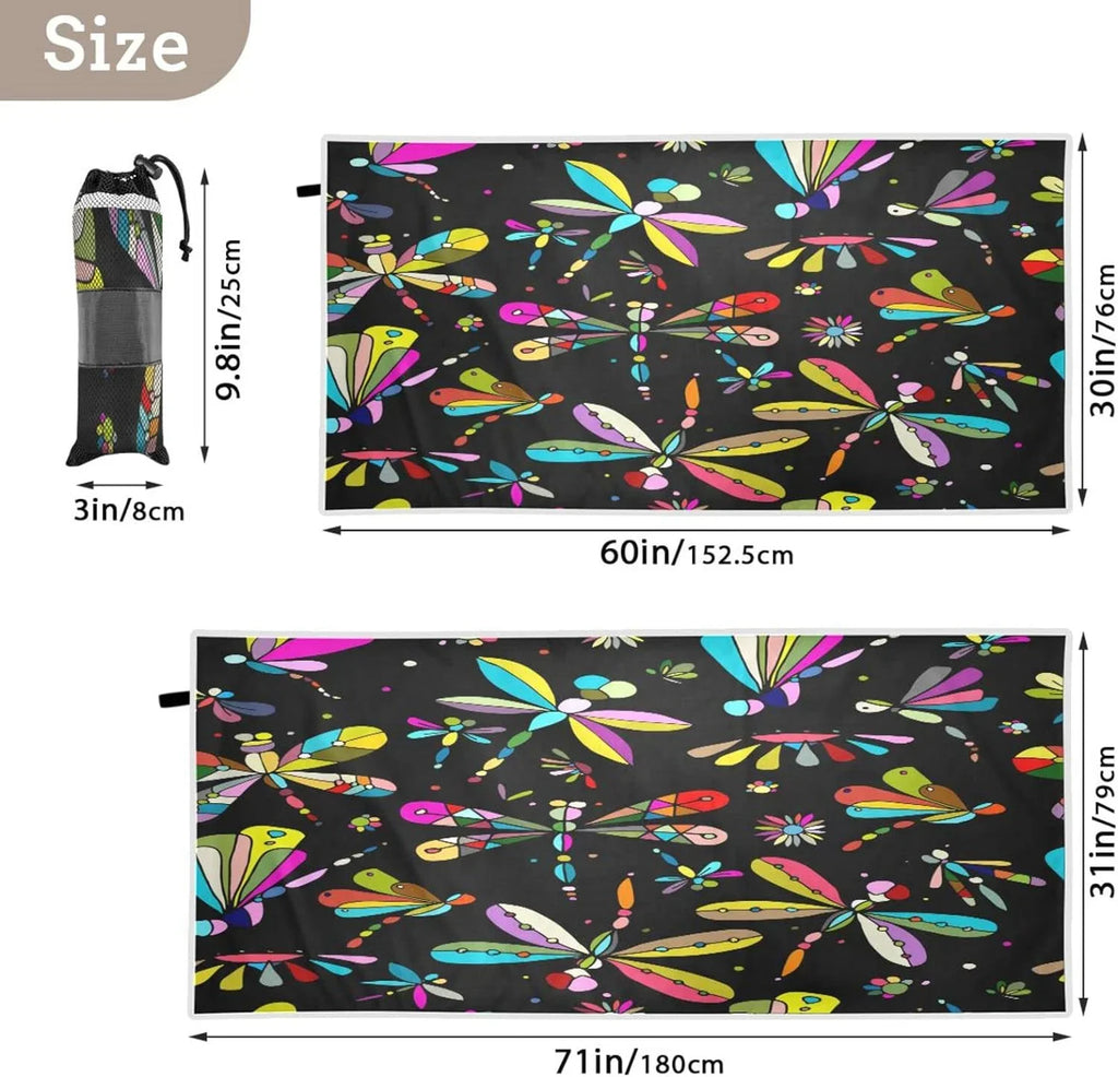 Towel Towel Swimming Quick Compact Beach Dragonfly Towels for - Super Dry Travel Holiday（386） Bestwell - Absorbent Oversized Camping Lightweight