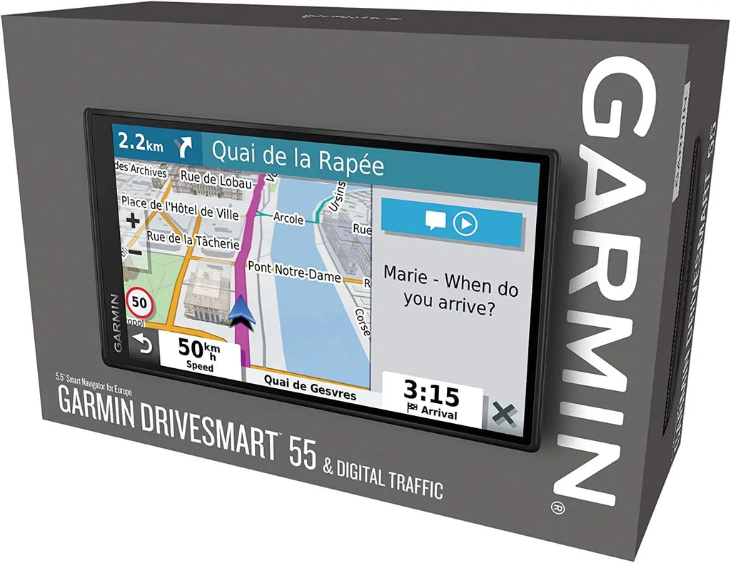 Voice Digital Edge and 55 5.5 and Hands-Free Display, Garmin Edge Europe, Commands to Bluetooth Calling, Nav Traffic, inch Sat Updates Features Smart UK, DriveSmart with Mt-D Map Full for Ireland