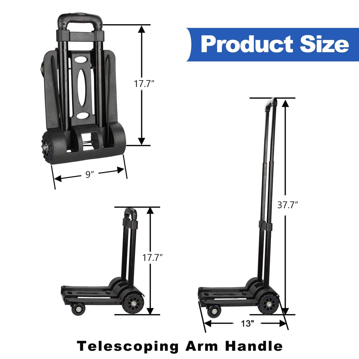 Luggage Big Moving Cart Utility Cart Platform with Travel Duty Office for Truck Use. Folding for Cart Hand Black and Cart Lightweight Capacity Collapsible siisll Wheels Folding Heavy for Home, Luggage
