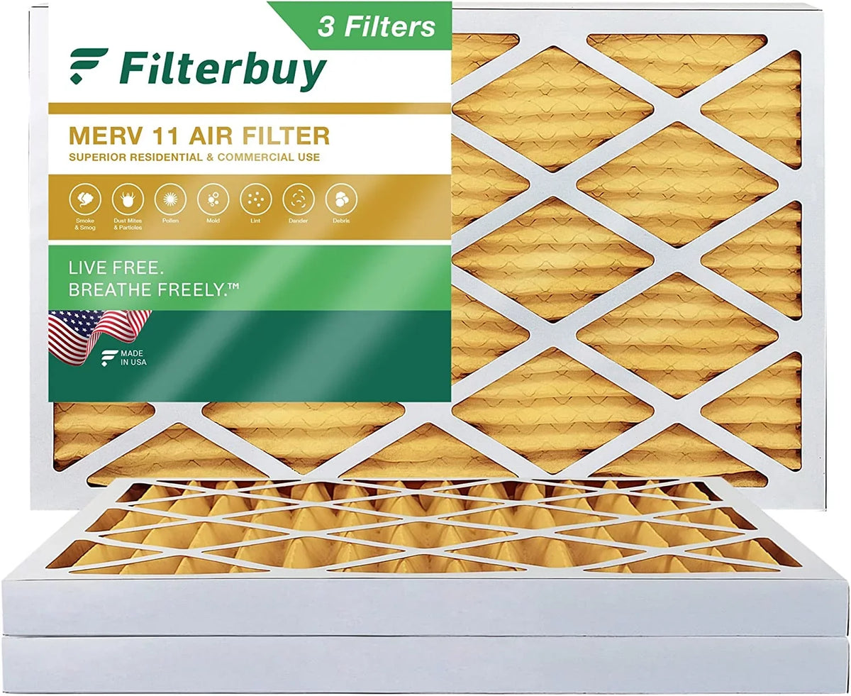 Furnace MERV AC HVAC (3-Pack) Pleated Air Filters Filterbuy 11 8x24x2