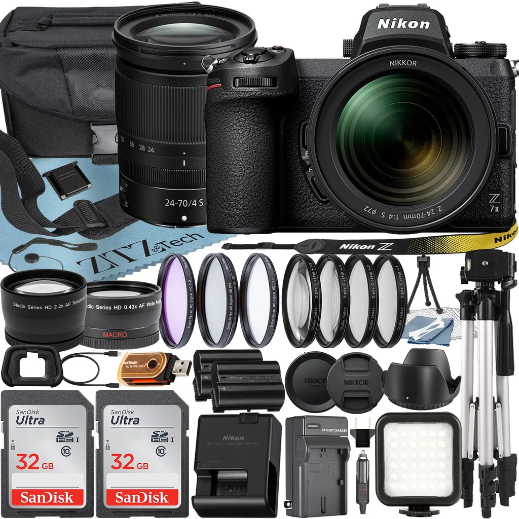 NIKKOR Card Z7 Lens Mirrorless f/4 + Z Camera ZeeTech + Bundle SanDisk S + Tripod with Nikon + + 32GB 24-70mm Case II Accessory Telephoto