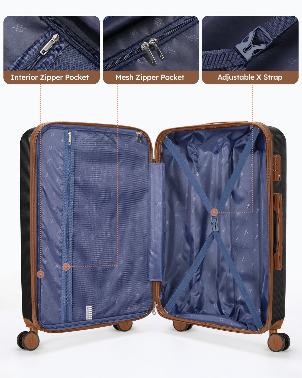 Carry Suitcase with Wheels Luggage Airline TSA Expandable Lock Approved on with 20-Inch Crtynell Spinner