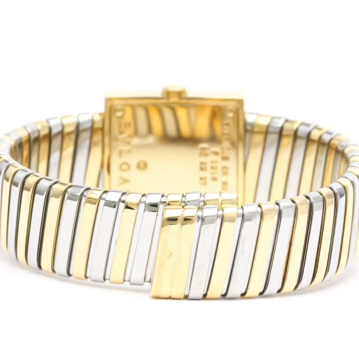 Gold Ladies Quartz BVLGARI Polished Watch (Good) 18K 2T Pre-Owned SQ22 BF552142 Steel Quadrato