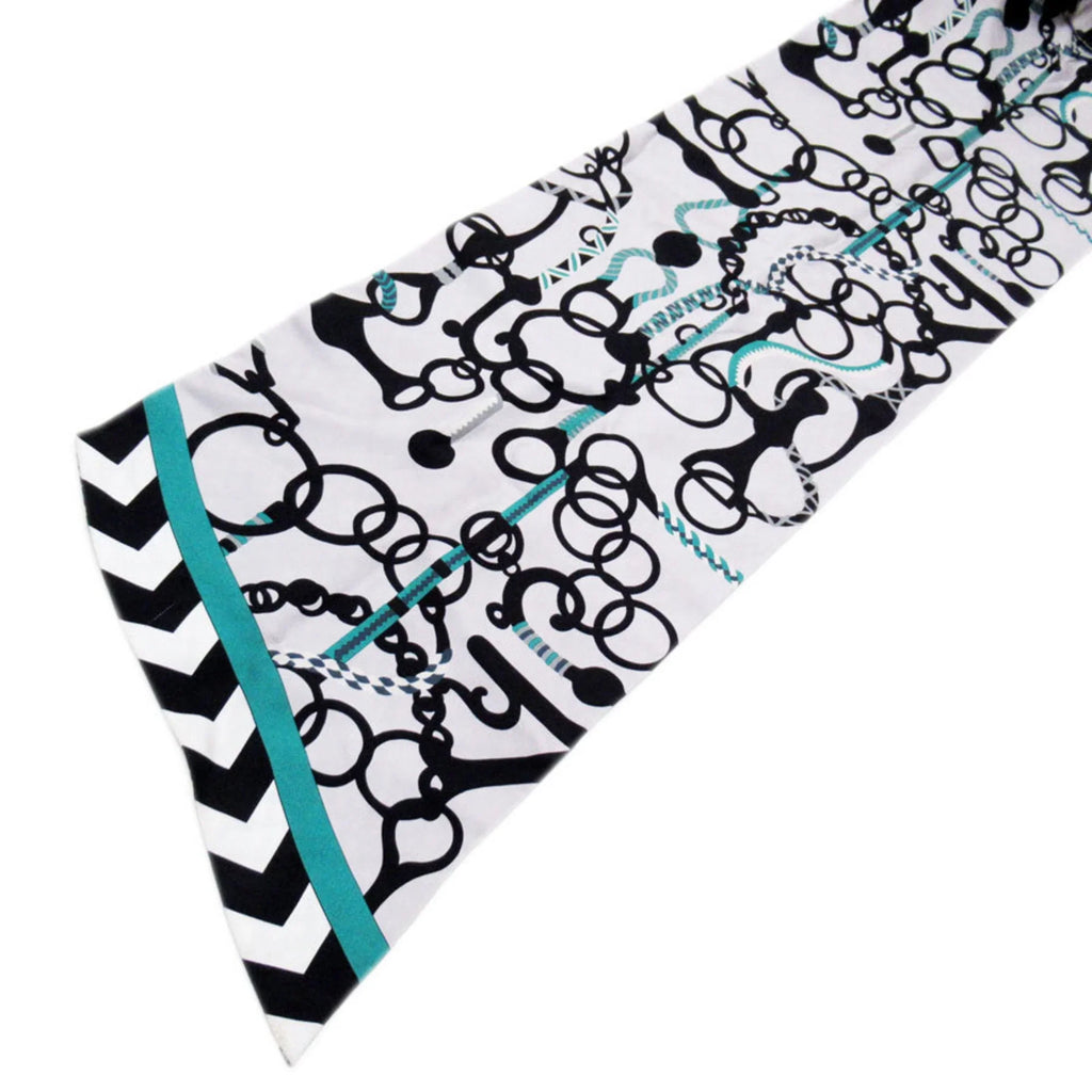 Muffler Pre-Owned Light Scarf Women's (Good) Silk Hermes Twilly Maxi Gray/Green/Black