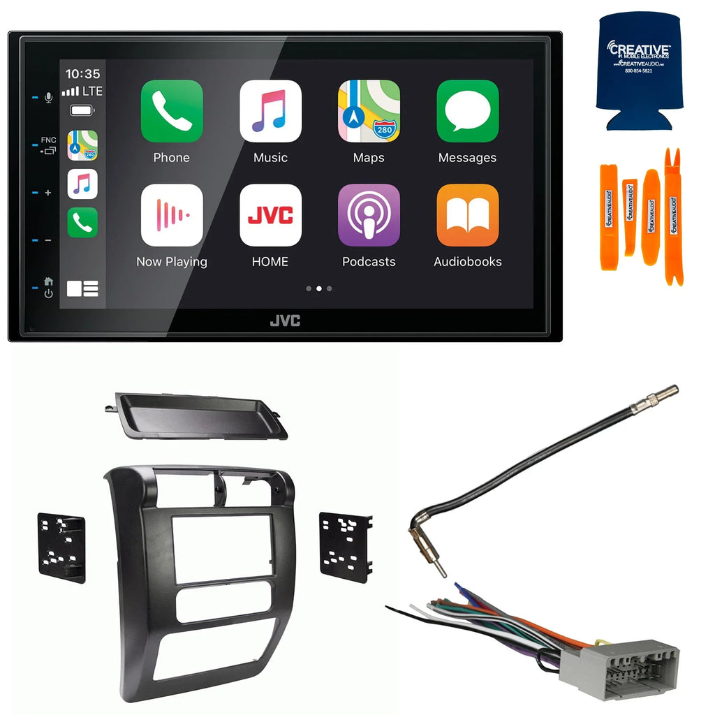 Digital 6.8" Auto CarPlay/Android Harness KW-M560BT Kit, JVC and Compatible JVC - Bundle Adaptor, Wiring 03-06 Wrangler, Dash Media Antenna with with Receiver