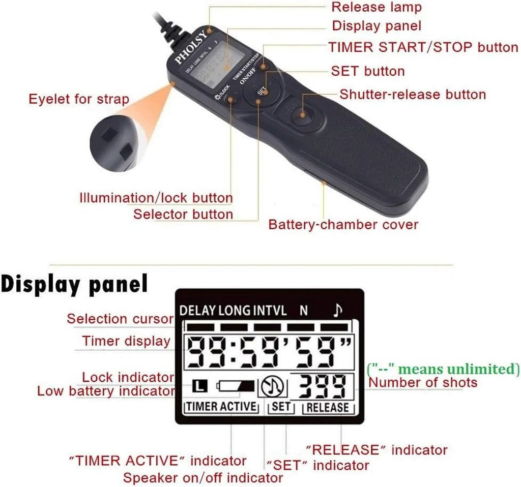 Remote S1M, G81, GH3, G91, S1R, for G85, S1H, GH4, GX7, Cable PHOLSY GH5, P6 Timer FZ200 Intervalometer FZ10002, FZ2000, for S1, S5, FZ1000, G95, GX8, S1RM, P6 Panasonic Control G9, FZ2500, with Panasonic FZ300,