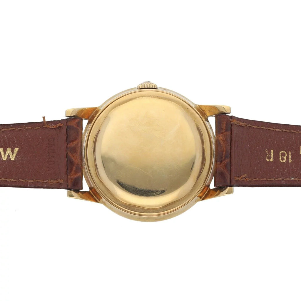 Gold Automatic Movado Chronometre 18k Leather Yellow Watch 34mm 1231 Wrist