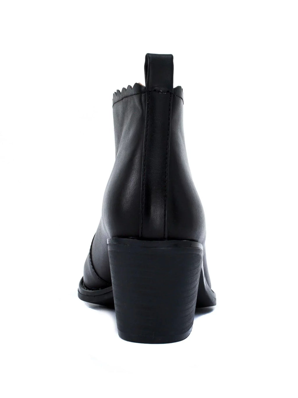 Shootie Slip Pull Almond Heel 9 Toe Cutout Black Comfort Tab On Scalloped G.C. V Heel SHOES Block Maris Womens