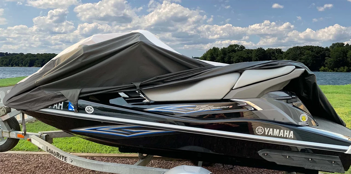 Ski VX Jet HEAVY-DUTY JETSKI SUPER Watercraft WaveRunner Cover TOP Deluxe Compatible for OF Cover Black/Grey 2007-2014 THE Yamaha LINE