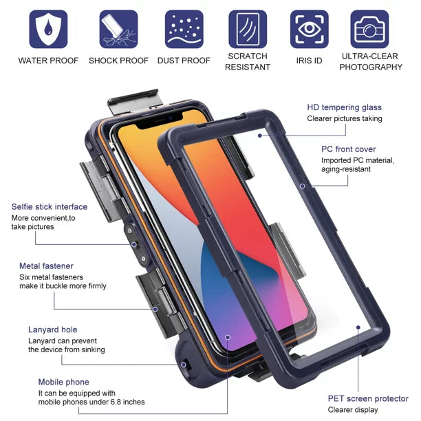 Y76 Up Video Photo with for [15m/50ft] Professional 5G Underwater Waterproof Case Housing Phones Diving LCD 6.9 Protective vivo Inch Swimming UrbanX to And Lanyard all Surfing Snorkeling