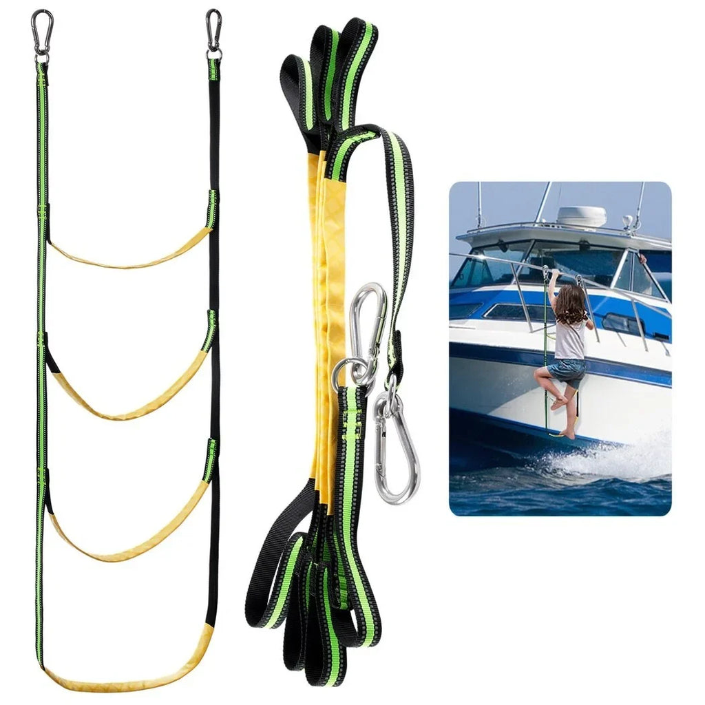 4-Step Foldable Heavy Inflatable Rope Portable exterior Climbing Boat, Ladder, Sailboat, Canoeing, Duty Ladder, Boat Kayak, Rope for Ladder Boarding Motorboat Ladder, Swim