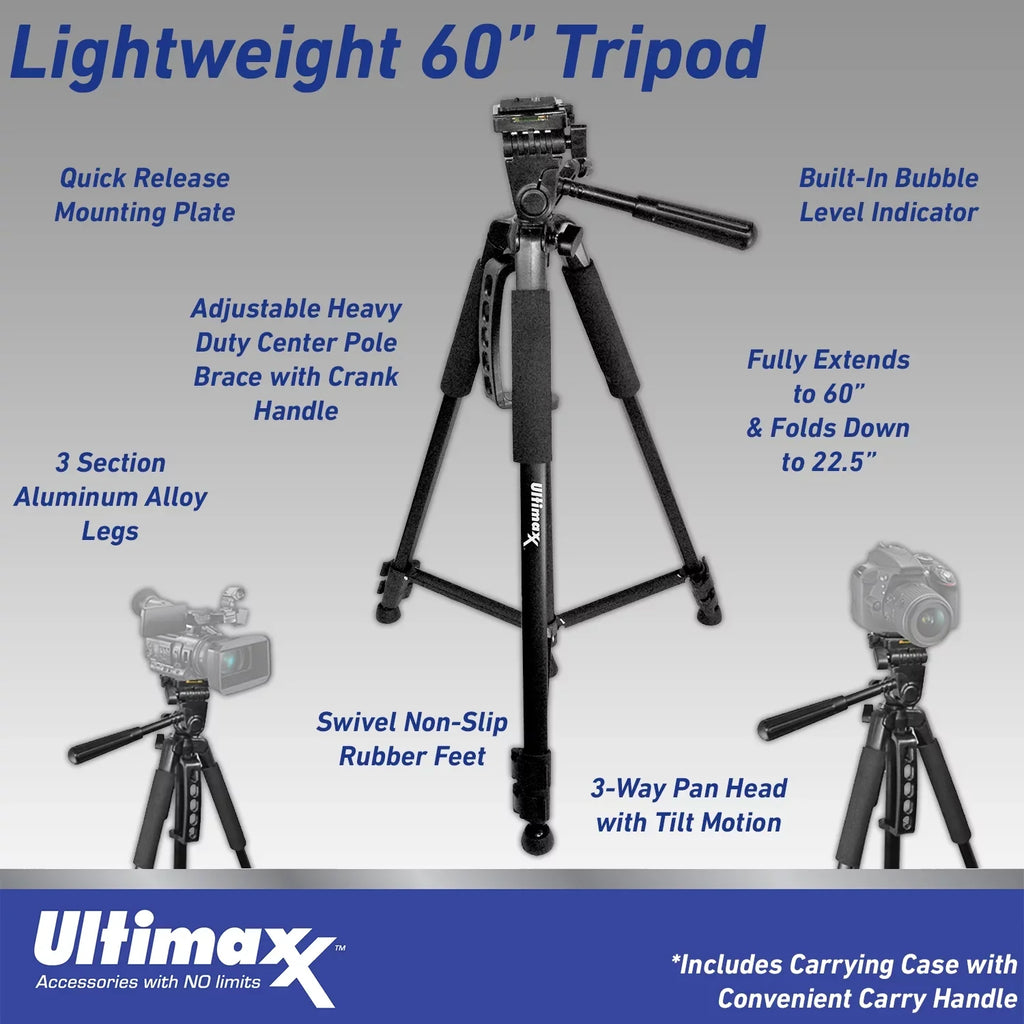 60” Lightweight Memory More Tripod Bundle - Camera 18-140mm Much Ultimaxx DSLR Includes: Lens 64GB Extreme & D7500 Bundle) with (26pc Card, Advanced Nikon