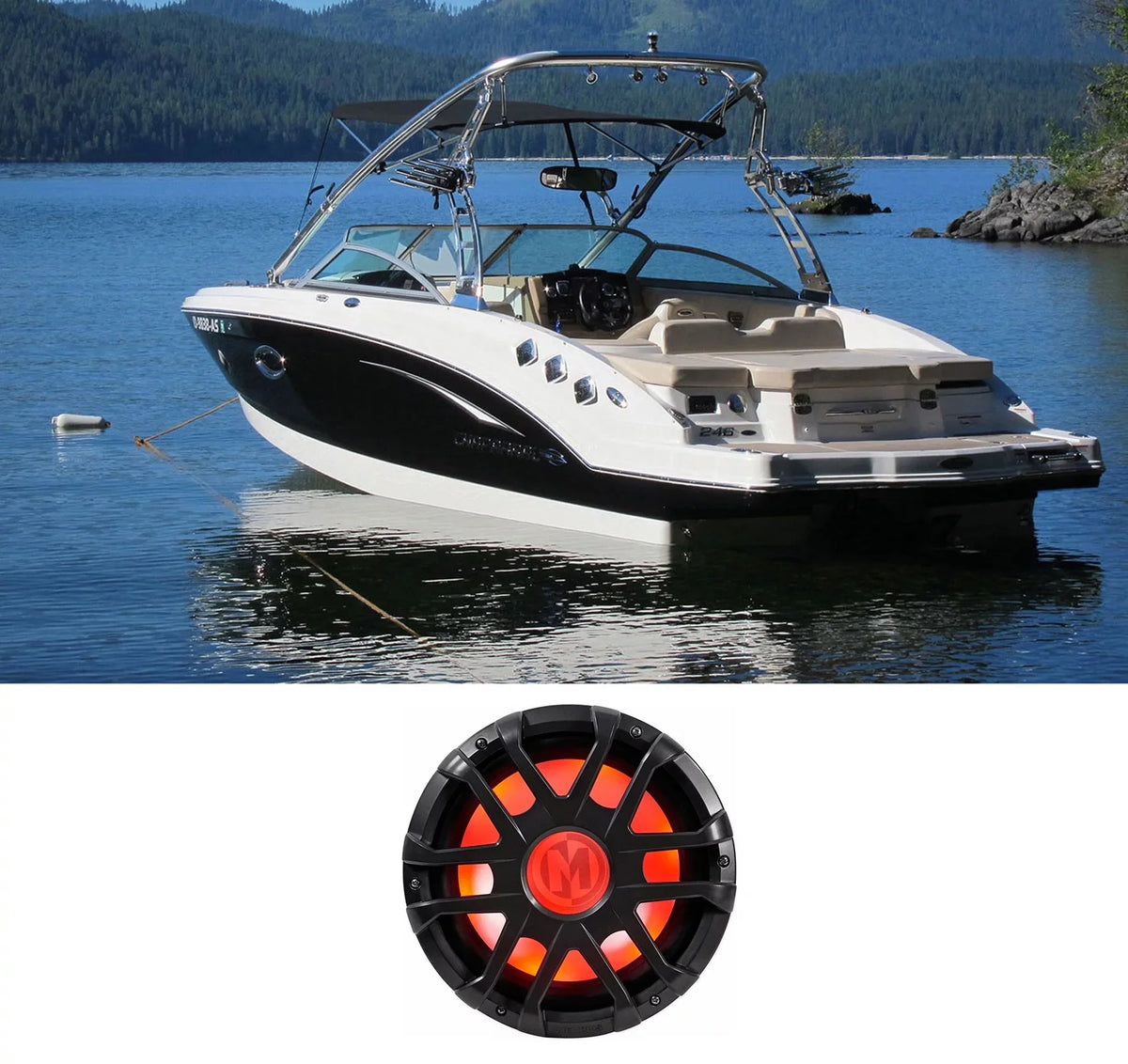 Dual Memphis Marine Boat Audio 10" 500 MXA1044 Subwoofer 4-Ohm Watt Sub LED