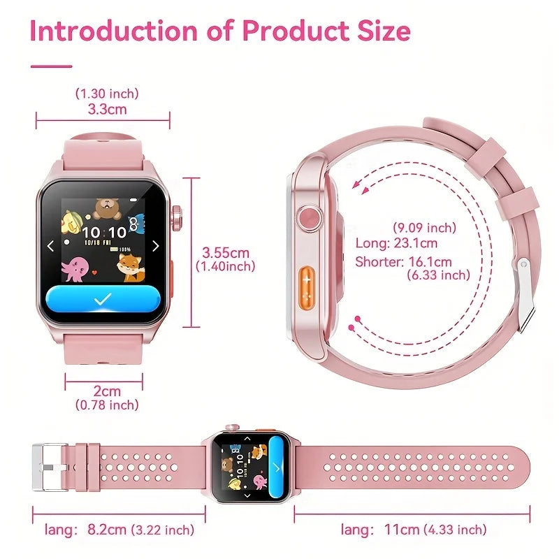 1.4-Inch (Black) Kids Tracking, Smartwatch Sports Little Reminder, Smartwatch Helper, Clock, with Alarm Life Kids Multi-Life Mingwear