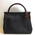 Ladies Blue Tortoise Navy Denim Bag Handbag (Fair) Tote Canvas Pre-Owned